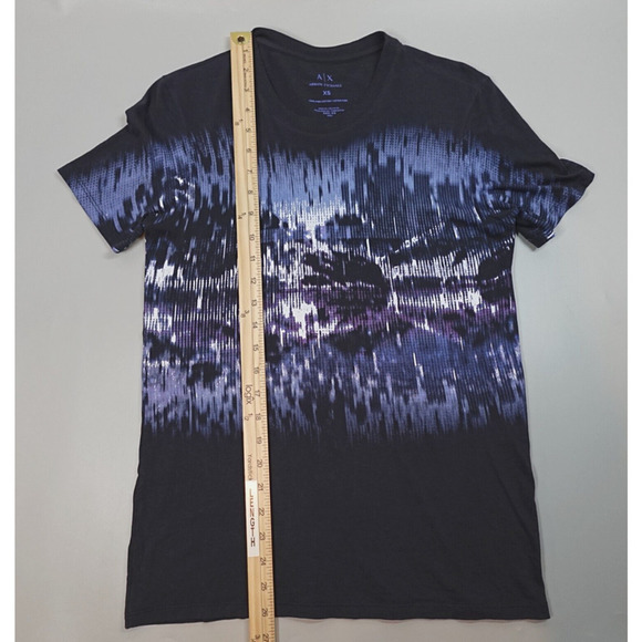 Armani Exchange Tee Mens XS Blue Abstract Print Pima Cotton Peru Fitted - Picture 11 of 12